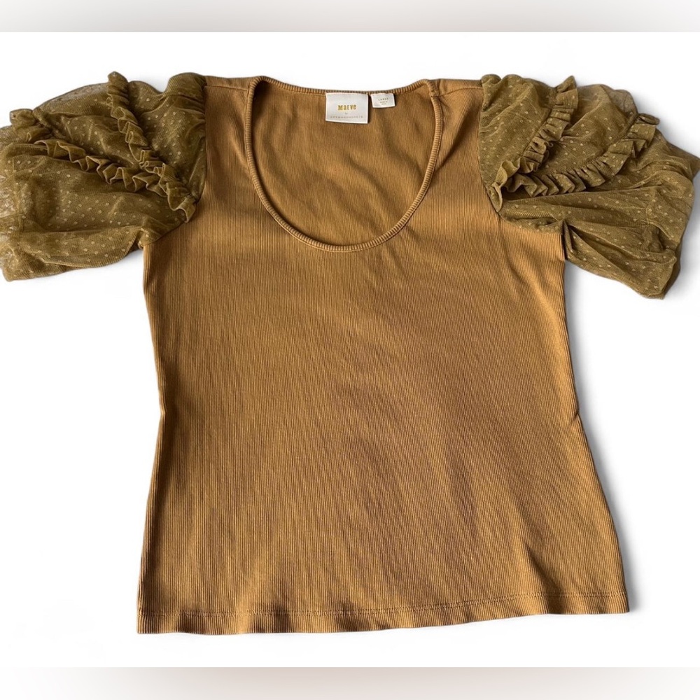 Anthropologie Maeve Mustard Golden yellow ribbed